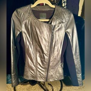 Trouvé Moto Leather Jacket, Metallic. Never Worn, Size XS
